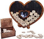 RIZONE Rustic Wedding Guest Book, Heart Drop Guest Book, Personalized Wedding Guest Book Alternative, Heart Frame Wedding Guest Book, Guest Book Sign, Wedding Decor, Wooden Drop Box (oak-ebony50) by CustomWoodGift
