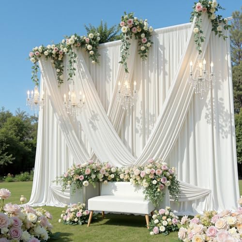 50ft×15ft Ivory Backdrop Curtain for Wedding Parties - Image 2