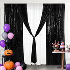 Eternal Beauty Black Sequin Backdrop Curtains, 4 Panels 2x8FT - Image 2