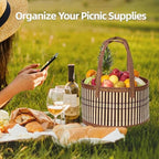 3-Pack Woven Bamboo Gift Baskets with Handles - Baby Shower & Birthday Party Storage - Empty Baskets with 3 Cellophane Bags & Gift Cards (Brown, 9.8×9.8×5.9 IN) - Image 5