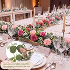 4 Pcs 26 ft Artificial Eucalyptus Vines Garland with Flowers, Pink - Image 4