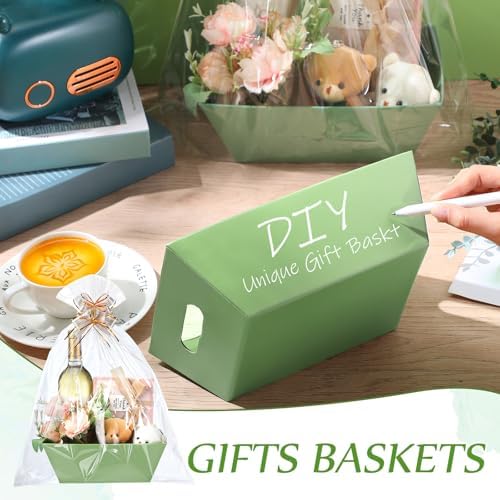 Thenshop 44 Pcs Empty Gift Basket Bulk,Basket Gifts, Sage Green, Solid - Image 5