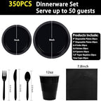 MirthMood 350PCS Black Disposable Plates,black plates disposable for party - Image 2
