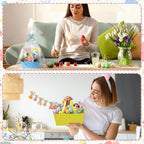 Funnymoom 24 Pcs Pastel Basket for Gifts Empty Colorful Gift Basket Empty to Fill with Handle, Transparent Bag and Bow for Summer Wedding Birthday Tea Party Favor Supply, 9.8x6.5'' - Image 6