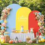 Red Yellow Blue Arch Backdrop Cover 3 Set-7.2FT, 6.6FT, 6FT Spandex Fitted Wedding Arch Stand Covers for Baby Shower Birthday Party Wedding Ceremony Photo Balloon Arch Stand Background Decorations - Image 2