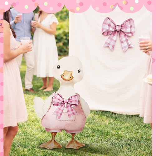Novabright 2 Pcs Silly Goose Cutout Party Decoration 39.4'' 1st Birthday Silly Goose Cardboard Cut Out Sign 19.69'' Adhesive Bow Cutout Photo Prop Backdrop Standup for Birthday Baby Shower(Pink) - Image 5