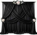 40ft x 10ft Black Backdrop Curtain Drapes, Wrinkle-Free Sheer Chiffon Fabric Photo Background Panels for Wedding Arch Party Ceremony Stage Photography Decorations by WishCare