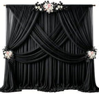 40ft x 10ft Black Backdrop Curtain Drapes, Wrinkle-Free Sheer Chiffon Fabric Photo Background Panels for Wedding Arch Party Ceremony Stage Photography Decorations by WishCare