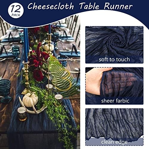 35x157 Inch Navy Blue Cheesecloth Table Runner Wedding Birthday Party Decor - Image 4