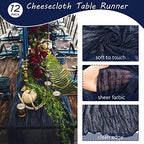35x120 Inch Navy Blue Cheesecloth Table Runner Wedding Birthday Party Decor - Image 4
