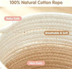Owl Laundry Basket, Large Cotton Rope Hamper for Nursery - Image 3