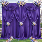 4 Panles Purple Backdrop Curtains - Wrinkle Free Fabric Backdrop Curtain for Photoshoot, 10FT Wedding Party Photo Backdrop Drapes for Birthday Baby Shower Photography Stage Background Decorations by Shillance