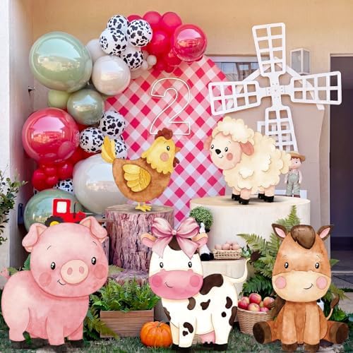 Eaasty 5 Pcs Farm Animal Party Decorations, 16-24 Inch Farm Animal Cutouts by Eaasty