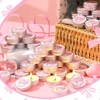 MTLEE 50 Pcs Pink Bow Baby Shower Favors Scented Candles Gift Travel Tin - Image 2