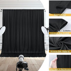 10x10ft Black Backdrop Curtain for Wedding Parties Wrinkle Free Fabric Black Drapes Backdrop Decoration for Baby Shower Birthday Photography Decoration 2 Panels, 5ft x 10ft - Image 6