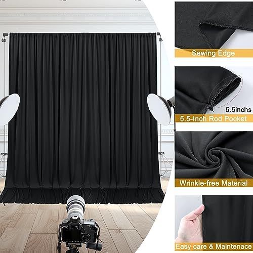 20x10ft Black Backdrop Curtain for Wedding Parties Wrinkle Free Fabric Black Drapes Backdrop Decoration for Baby Shower Birthday Photography Decoration 4 Panels, 5ft x 10ft - Image 6