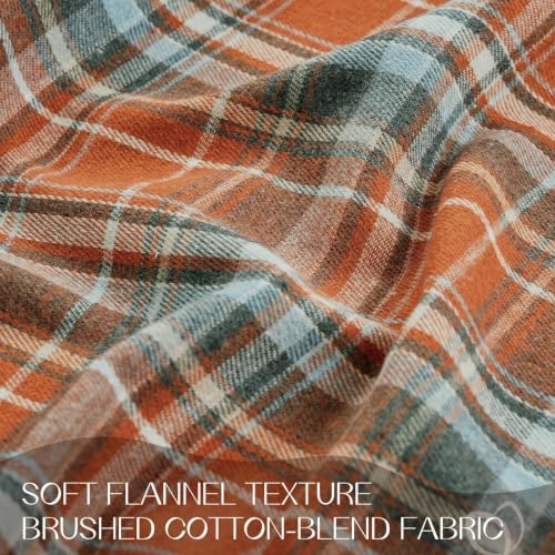 Romanstile Thanksgiving Plaid Ruffled Tablecloth Rectangle 60x102 Inch Rust - Image 5