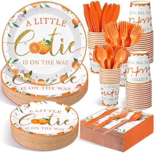 Dandat 350 Pcs Baby Shower Set, Little Cutie, Orange by Dandat