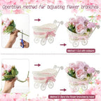 3 Set Rattan Baby Carriage Floral Arrangement with Bouquet for Baby Shower Table Centerpiece Stroller for Gender Reveal Party Decor Favor - Image 3