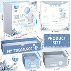 Beeveer Baby Keepsake Box Newborn Memory Organizer with 9 Labeled Compartments First Keepsake Book Gift Box for Pregnancy Mother"s Day Baby Shower New Maternity(Blue,Blue Elephant) - Image 2