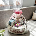 Personalized Baby Name Basket with Handles,Custom Diaper Caddy Cotton Rope Basket,Baby Stuff Organizer Storage Bin for Nursery Toy Room Bedroom Bathroom (White,L) - Image 6