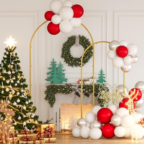 Snughome Arch Backdrop Stand, Set of 2 Metal Balloon Arch Stand (7.2FT+6FT), Gold Wedding Arch Frame for Party, Baby Shower, Holiday, Ideal for Balloon Flower - Image 2
