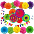 4 Set Party Decorations Colorful Paper Flower Fans Pom Poms Banners by Unknown