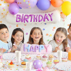 Colorful Birthday Plates and Napkins 200PCS Confetti Happy Birthday Party Plates Set Disposable Tableware Serve 50 for Art Paint Party Supplies Bubble Decorations-Colorful Paper Plates - Image 7