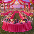 Partisky Hot Pink Polyester Table Skirt for Rectangle Tables 14ft, Wrinkle Resistant Pleated Ruffle Table Cloth for Wedding Baby Shower - Image 6