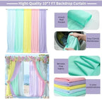 JCJ Unicorn Pastel Backdrop 5 Panels Rainbow Backdrop Curtains for Birthday Party Girls Bedroom Classroom Decoration 10 * 7FT - Image 3