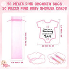 Colarr 50 Sets Baby Shower Favors for Guests Folding Fans Bulk, Pink - Image 3