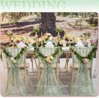VitalCozy 50 Pack Sage Green Lace Chair Sashes with Bows Wedding Decor - Image 6