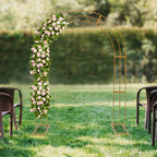 8.53Ft Golden Metal Wedding Arch Backdrop Stand With Base, Balloon Arch Stand Gold Backdrop Stand for Wedding Ceremony Bridal Baby Shower Photo Booth Party Decor (3-Layer Golden Wedding Arch) - Image 3