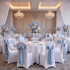 50 Pcs Dusty Blue Satin Chair Sashes Bows, 7 x 108 Inch - Image 5