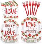 96Pcs Strawberry Bridal Shower Party Decorations, Serves 24 by Greencian