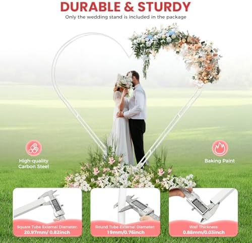 Wedding Arch Stand for Ceremony White Heart-Shaped Modern Metal Balloon Arch Stand Kit Garden Floral Arch Frame Background for Anniversary Birthday Party Bridal Shower Lawn Decor - Image 5