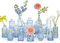 SUPMIND 16P Blue Glass Bud Vases, Small Flower Vases for Table Centerpieces by SUPMIND
