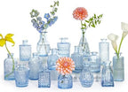 SUPMIND 16P Blue Glass Bud Vases, Small Flower Vases for Table Centerpieces by SUPMIND