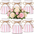 Domensi 6 Pcs Farmhouse Metal Flower Vase, Pink Striped Table Centerpiece by Domensi