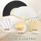 Blulu 40 Pcs Black White Hand Fans Bulk Folding Bamboo Silk Foldable Handheld Fan for Women DIY Line Dance Clapping Popping Wedding Bridal Shower Baby Shower Birthday Party Favors Gift Decoration - Image 4