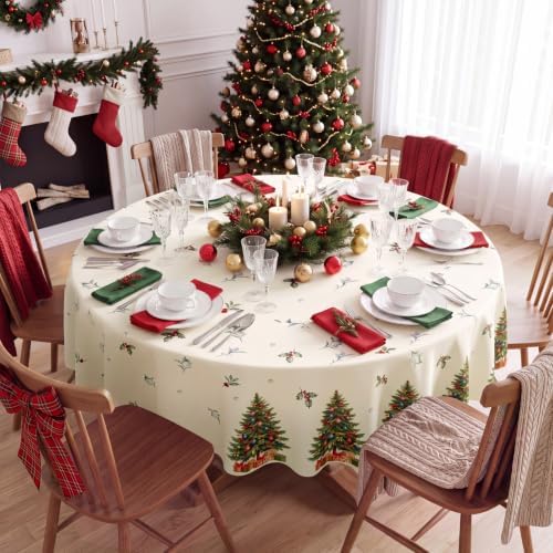 Ganeen 12 Pcs Vintage Colorful Xmas Tablecloth Round Plastic Snowflake - Image 2