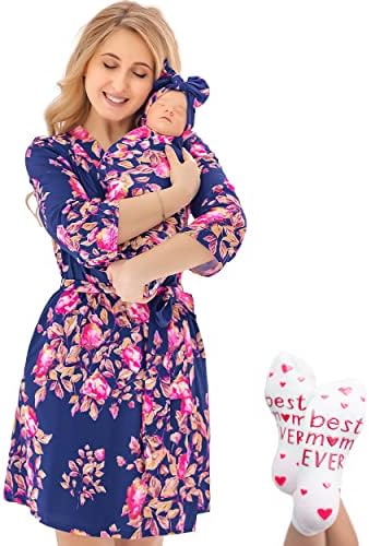 Mommy and Me Robe and Swaddle Set | Maternity Robe Matching Baby Girl, Boy by ECOBABYMadeWithLove
