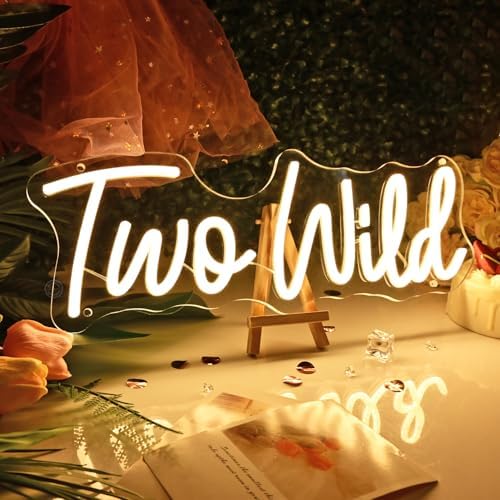 Britrio Two Wild Neon Sign Girl Boy Two Year Jungle Birthday Party Backdrop - Image 2