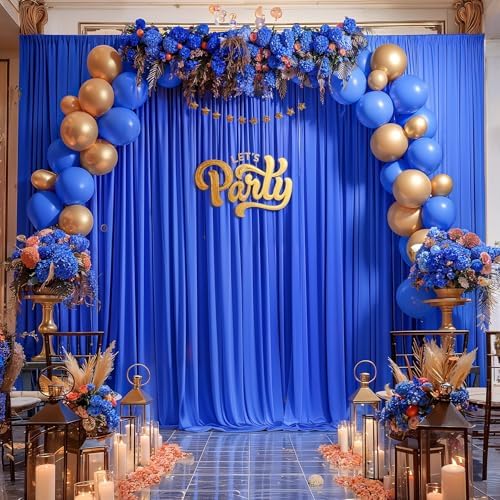 20x10ft Royal Blue Backdrop Curtain Panels for Parties - Wrinkle Free Polyester Photo Curtain Backdrop Wedding Back Drop Fabric Drapes for Party Decorations Background for Photography - Image 2