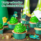 200 Pack Aluminum Cupcake Liners with Lids,Dark Green,Plain - Image 3