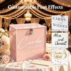 OASF&QPPTY Custom Wedding Card Box with Lock, Elegant Personalized Wedding Card Box for Reception, Graduation, Baby Shower - Secure PVC Money Box for Cards and Well Wishes, Elegant Party Table Decor - Image 4