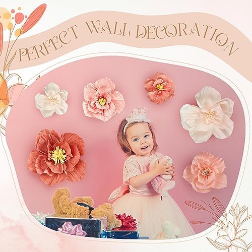 Cholemy 36 Pcs Tissue Paper Flowers, Crepe Paper Flowers Decorations 8" 10" 12" for Wedding Party Baby Bridal Shower Carnival Party Birthday Nursery Wall Decor (Assorted Color) - Image 4