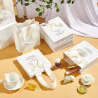 50 Pcs Wedding Gift Bags for Guests Bulk with Bow Ribbon Handles 6.2x7.2x2.5 Inch Wedding Favor Bag Thank You Gift Bags for Party Favor Bridesmaid Bags Bridal Shower Valentine Birthday Supplies(Beige) - Image 5