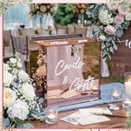 BreezeHug Rose Gold Acrylic Wedding Card Box with Slot and Lock, Money Gift Box with DIY Letters Cards Gifts/Thank You Letters, Baby Shower Graduation Birthday Party (Medium) - Image 6