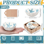 SiliFine 24 Pcs Beach Party Favors for Guests Small Ceramic Bowl Bulk Gifts 3.3 Inch Floral Design Mini Dipping Sauce Dish with Card Box for Bridal Pooja Baby Shower Birthday Guest Gift - Image 2